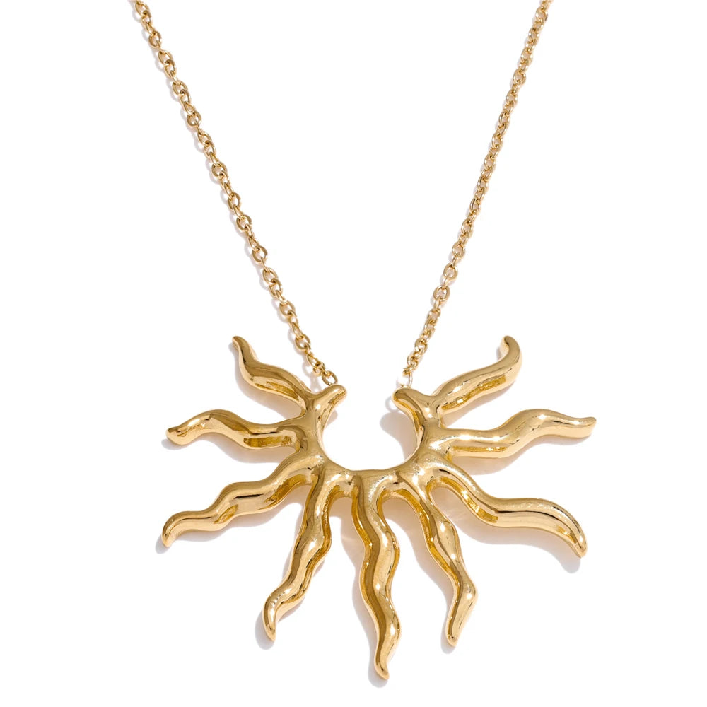 Sunburst Pendant Necklace, gold tone – Charmhabit