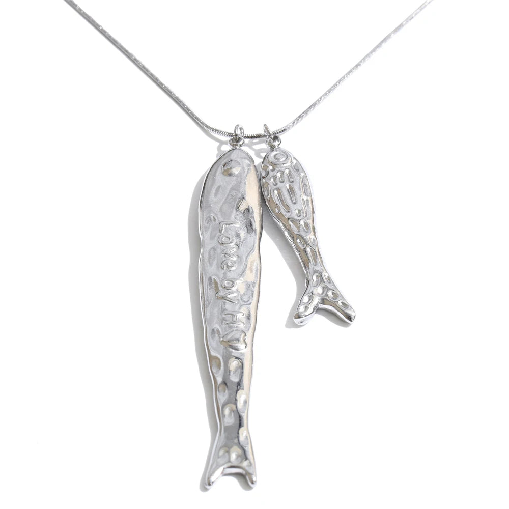 Lange ketting met vishanger kleur zilver – Charmhabit