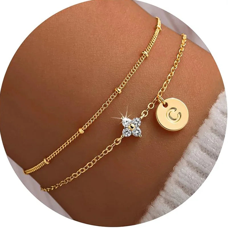 Klaverarmband met letter C