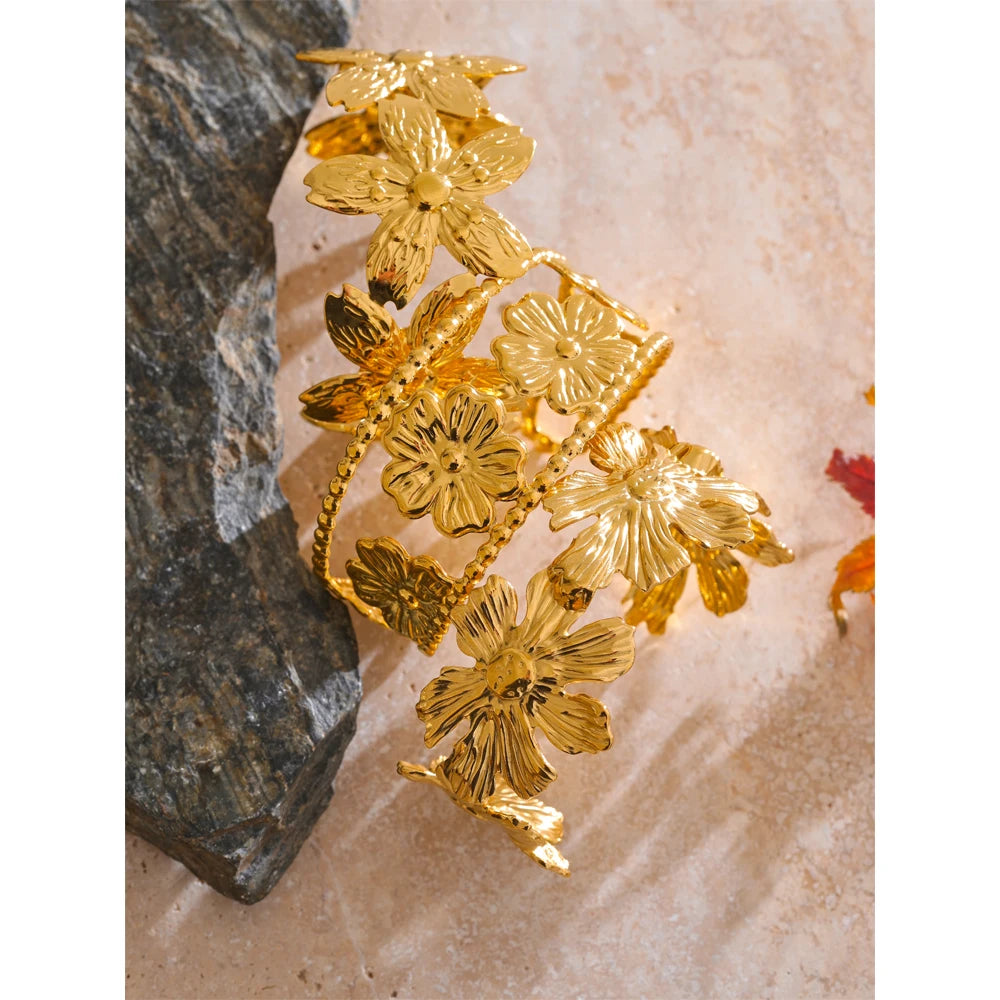 Adjustable floral cuff, styled shot – Charmhabit