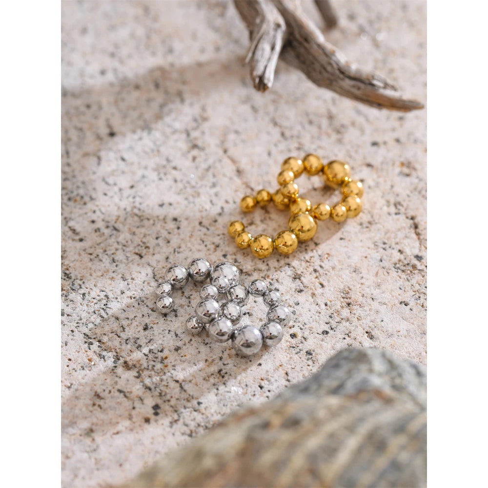 Beaded ear cuff, gold tone and silver tone, styled shot – Charmhabit