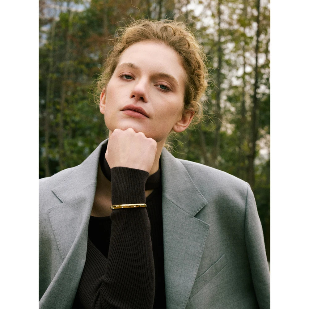Bangle bracelet with zirconia, worn – Charmhabit