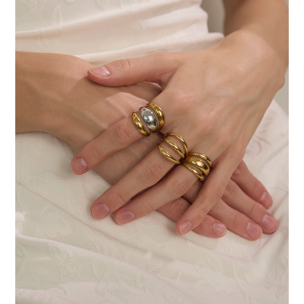 Layered dome ring, worn – Charmhabit