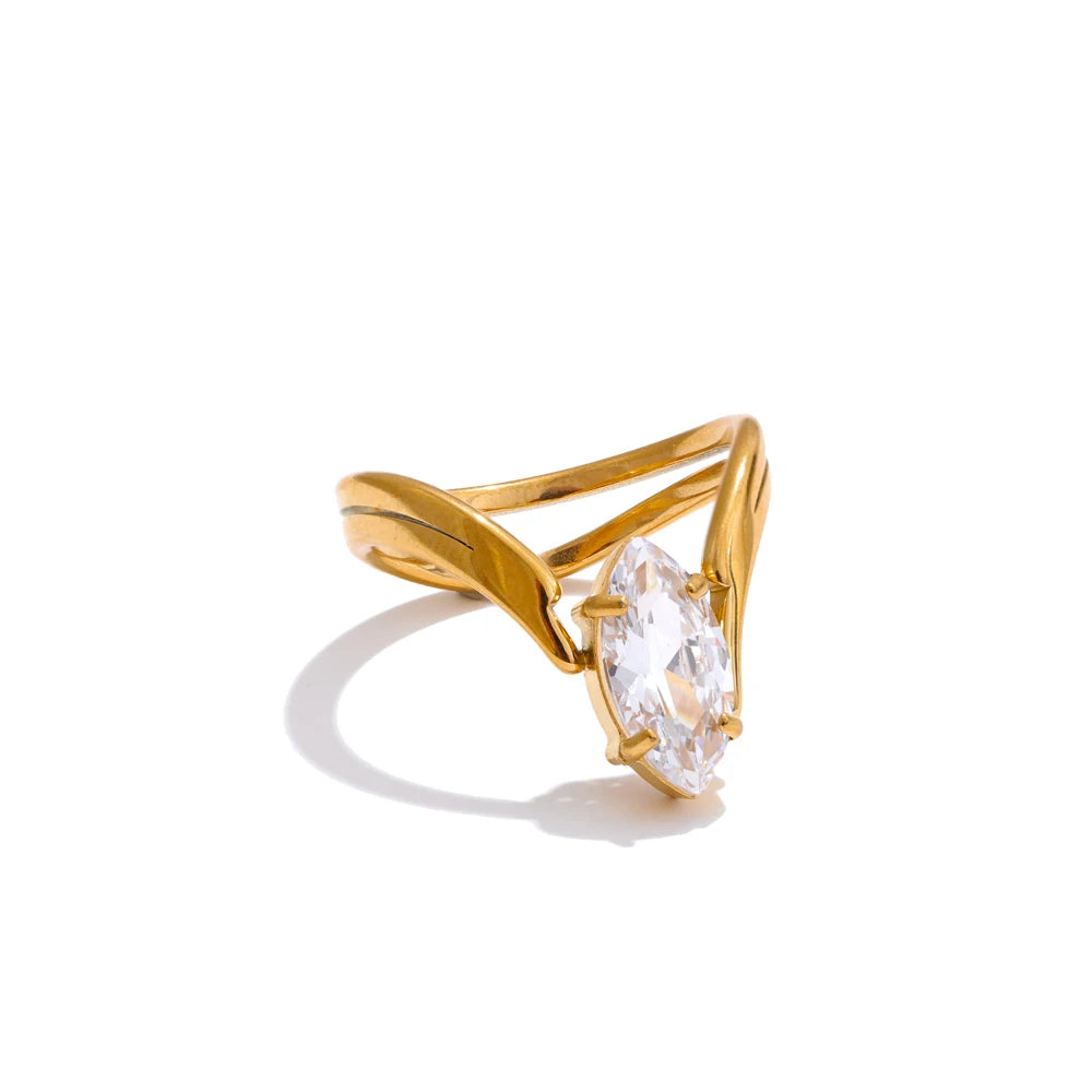 Ring mit Marquise-Zirkonia, Gold – Charmhabit