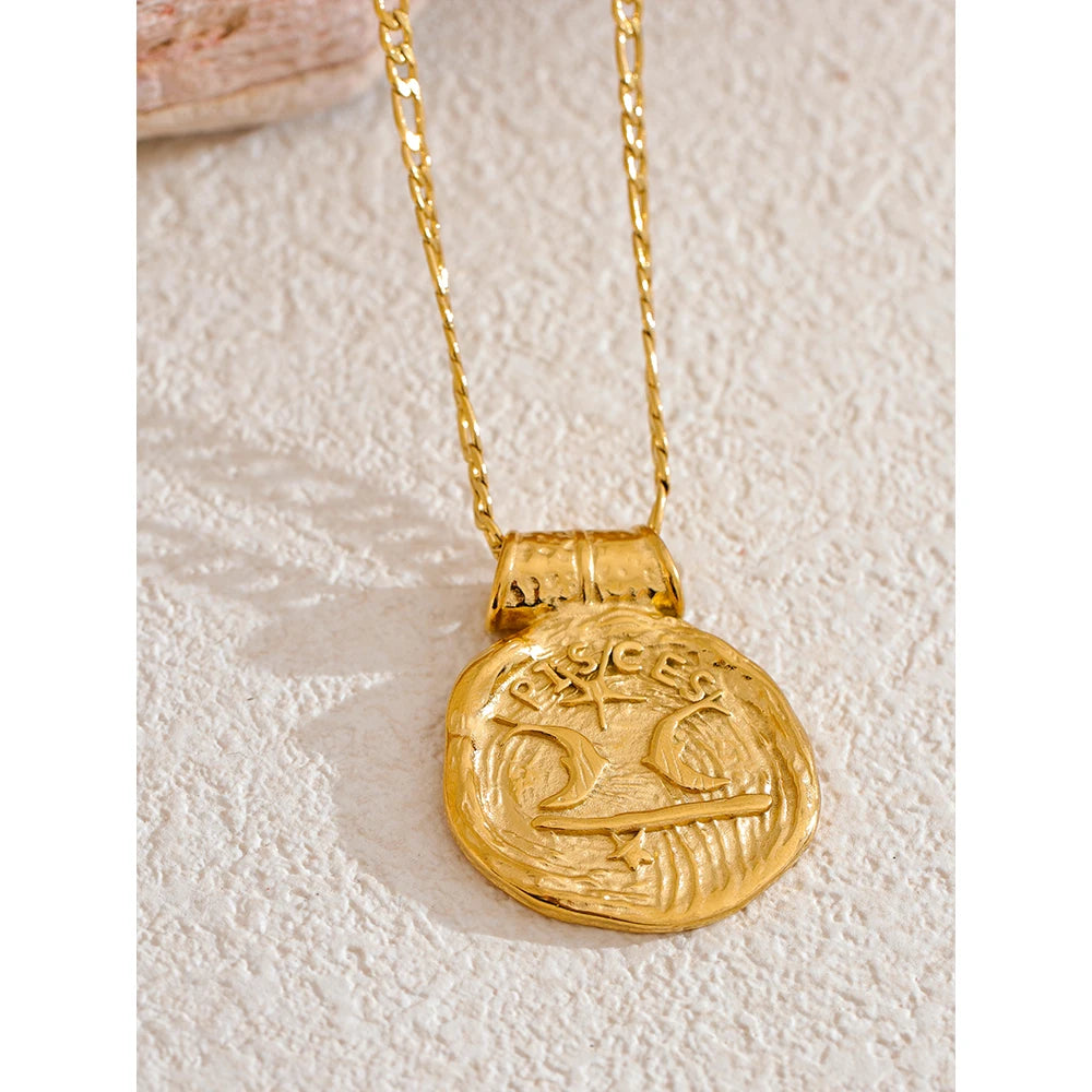 Goudkleurige sterrenbeeldketting met Vissen-hanger