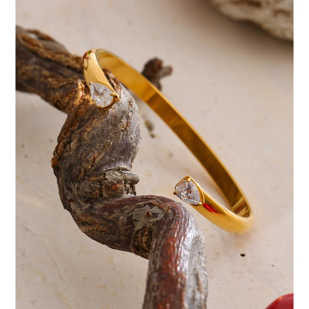 Open cuff bracelet with a cubic zirconia accent styled shot – Charmhabit