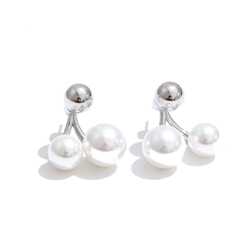 Kirsch-Ohrstecker mit Perlen, Silber – Charmhabit