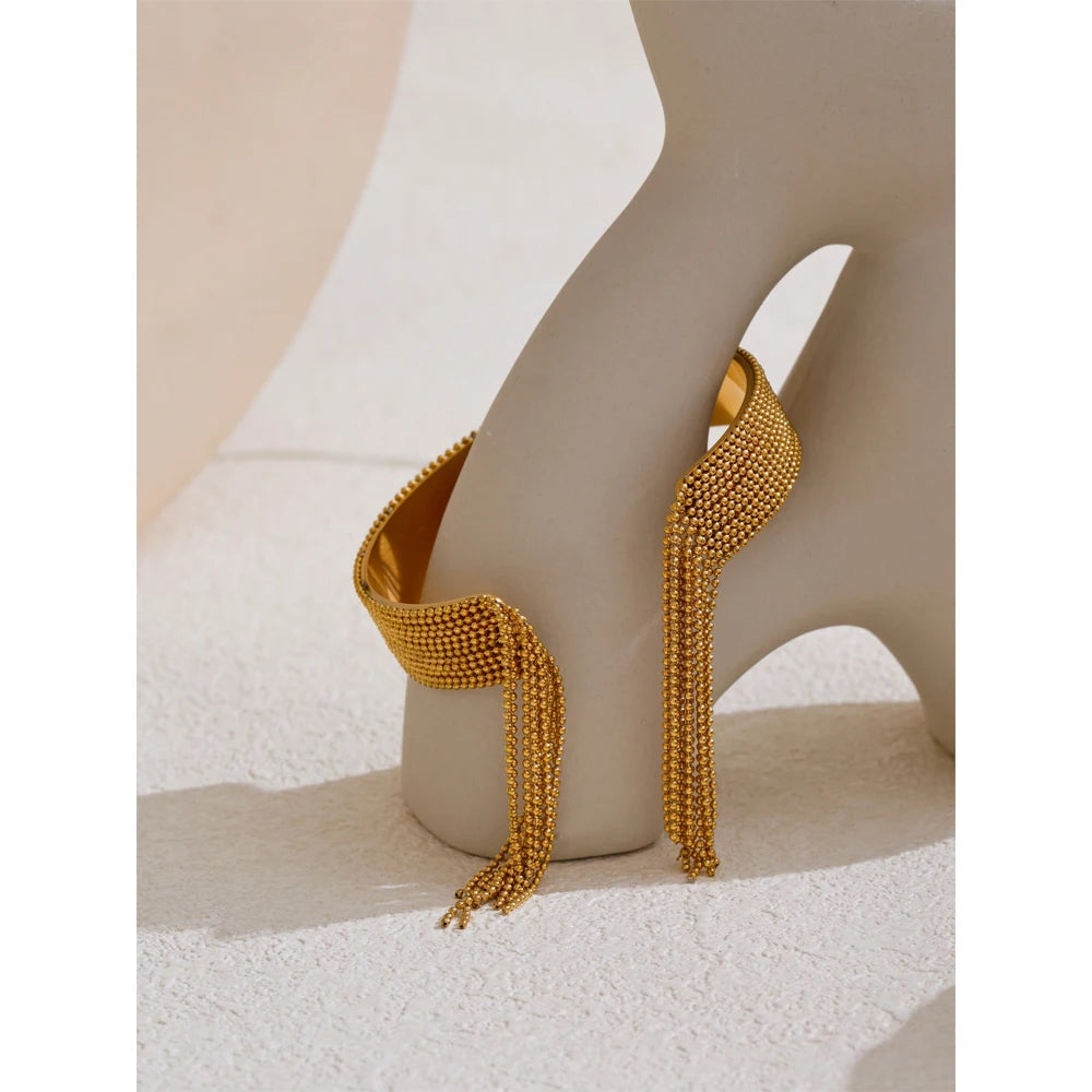 Cuff bracelet with chain tassels styled shot – Charmhabit