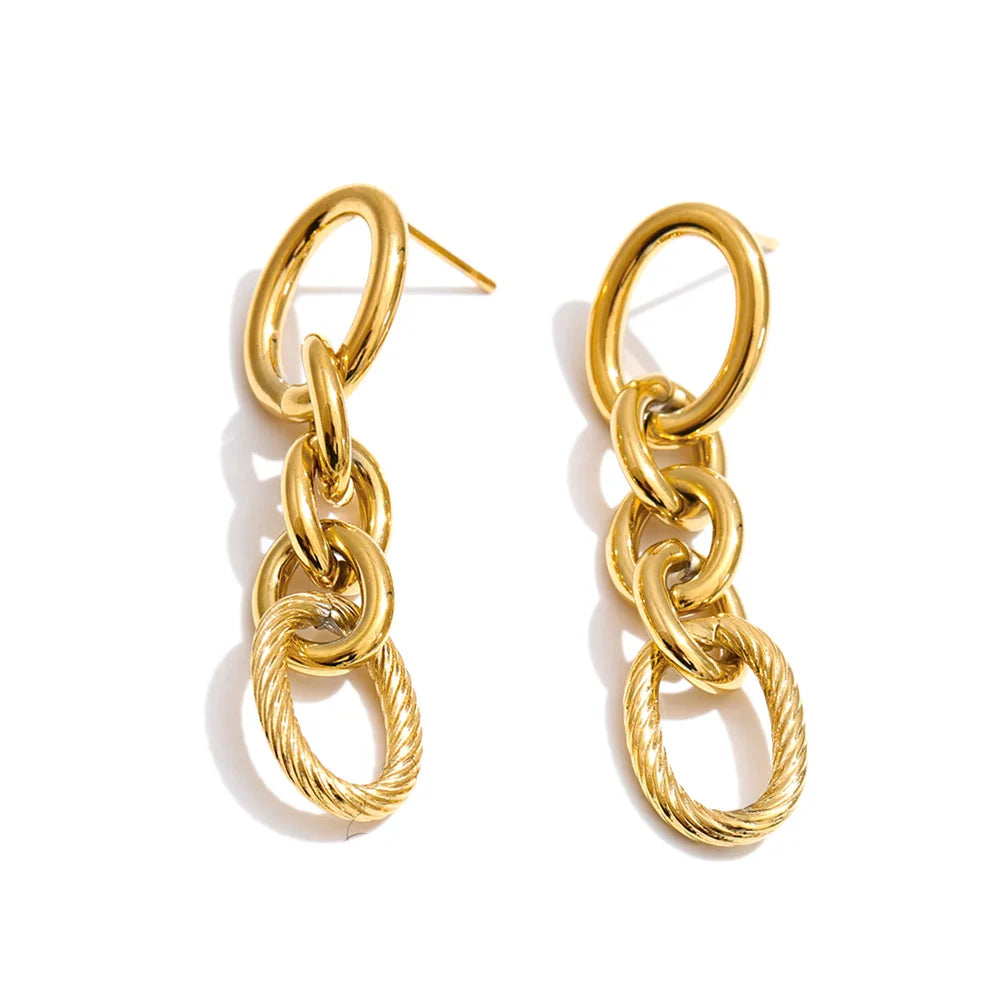 Ohrhänger mit runden Gliedern, Gold – Charmhabit