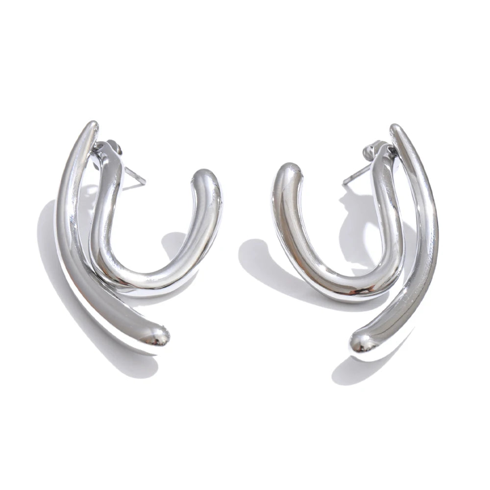 Gewellte offene Creolen, Silber – Charmhabit