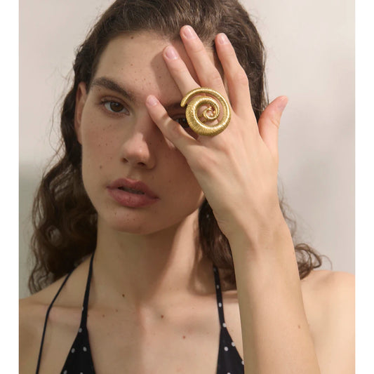 Textured spiral ring, worn – Charmhabit