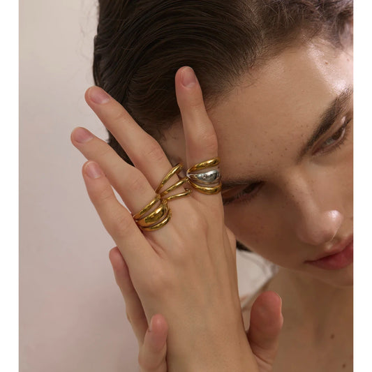 Layered dome ring, worn – Charmhabit