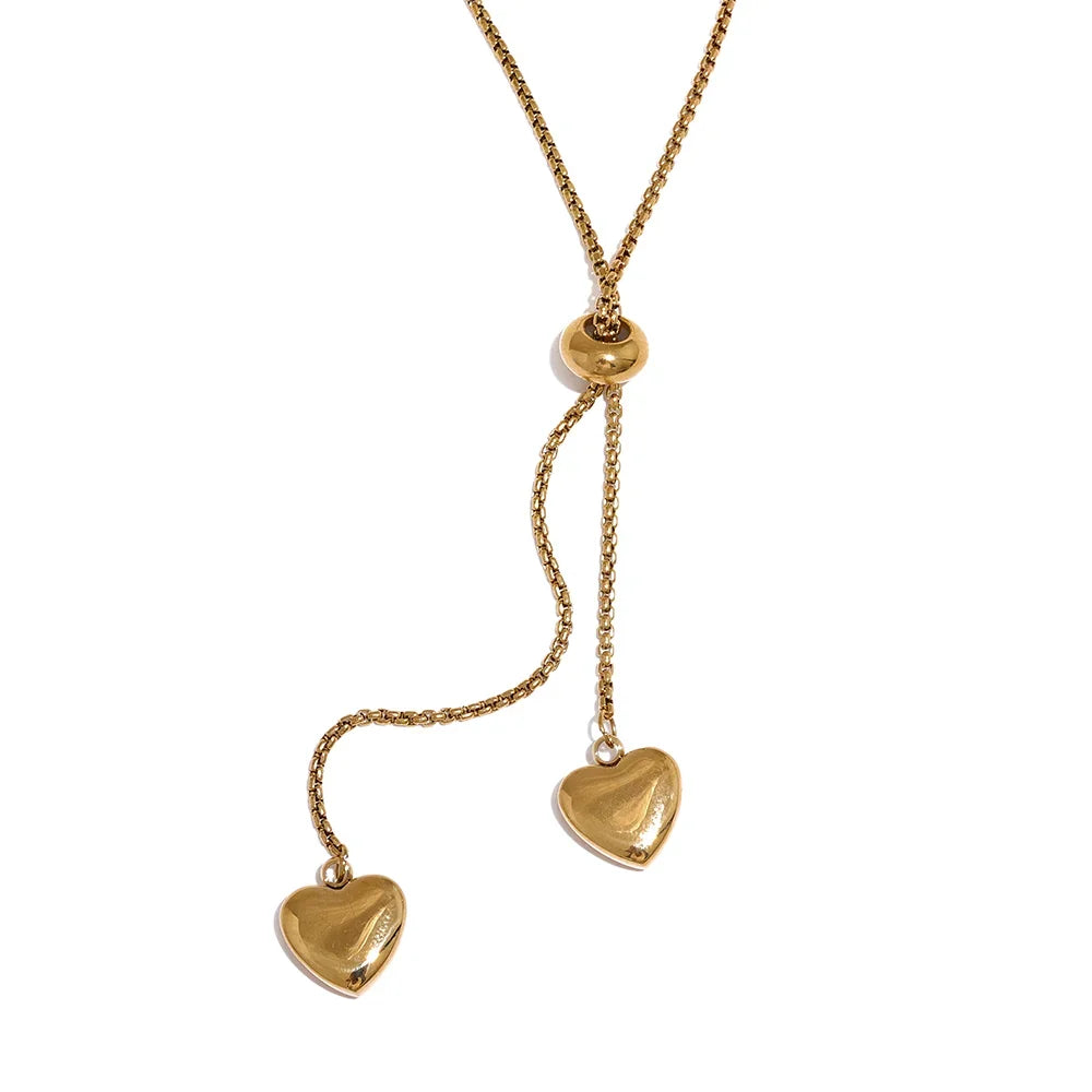 Adjustable necklace with hearts, gold tone – Charmhabit