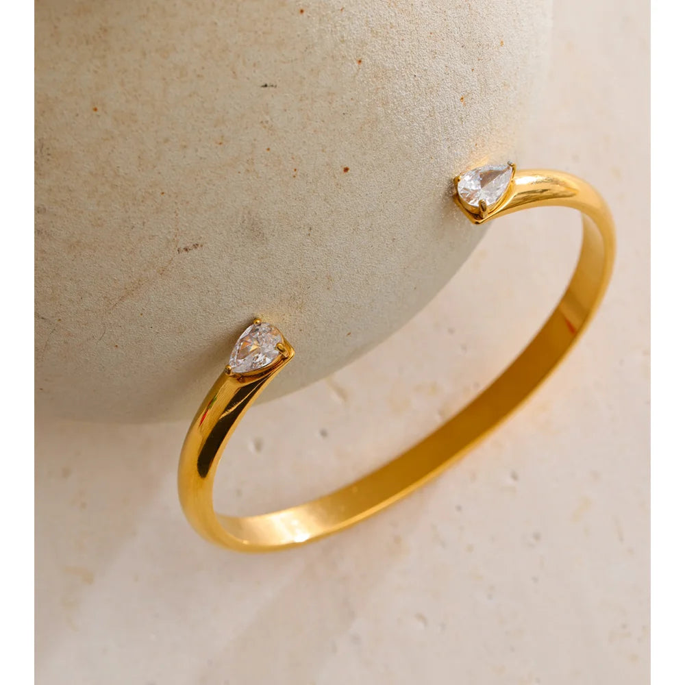 Open cuff bracelet with a cubic zirconia accent styled shot – Charmhabit