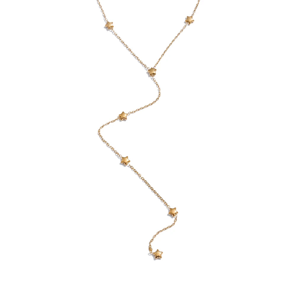 Long Y necklace with beads, gold – Charmhabit