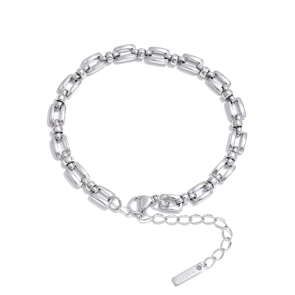 Chunky link bracelet, silver tone – Charmhabit