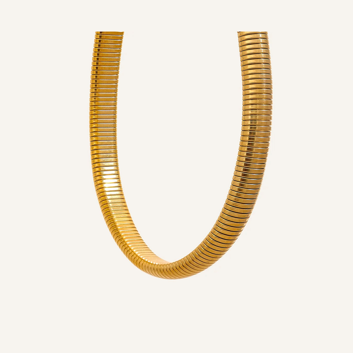 Wide flat link necklace, 6 mm, gold tone – Charmhabit