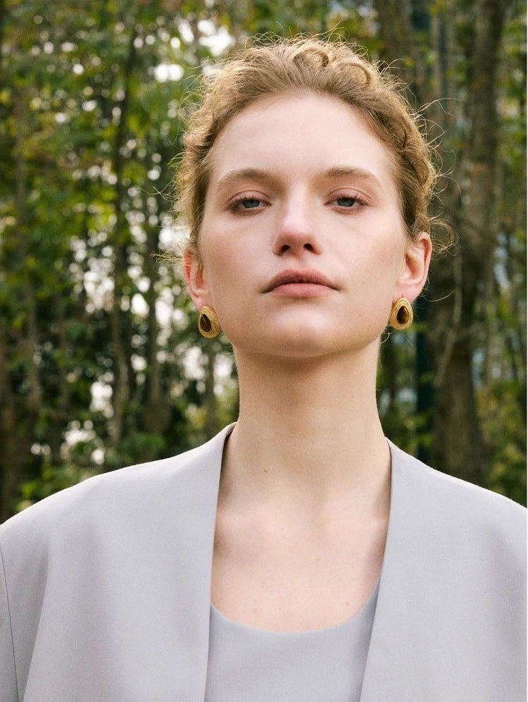 Drop stud earrings with tiger's eye or lapis lazuli, worn – Charmhabit
