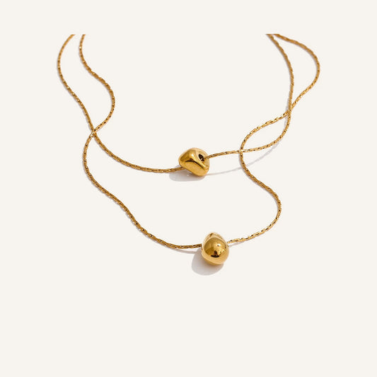 Double Necklace with Cast Pendant gold tone – Charmhabit