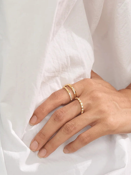Slim cubic zirconia stacking ring, worn – Charmhabit