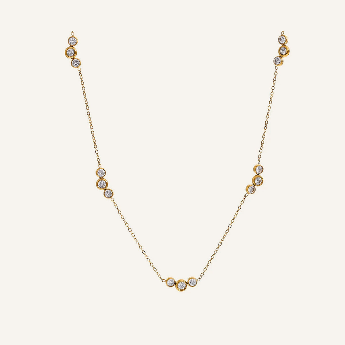 Delicate necklace with cubic zirconia stones in gold tone – Charmhabit