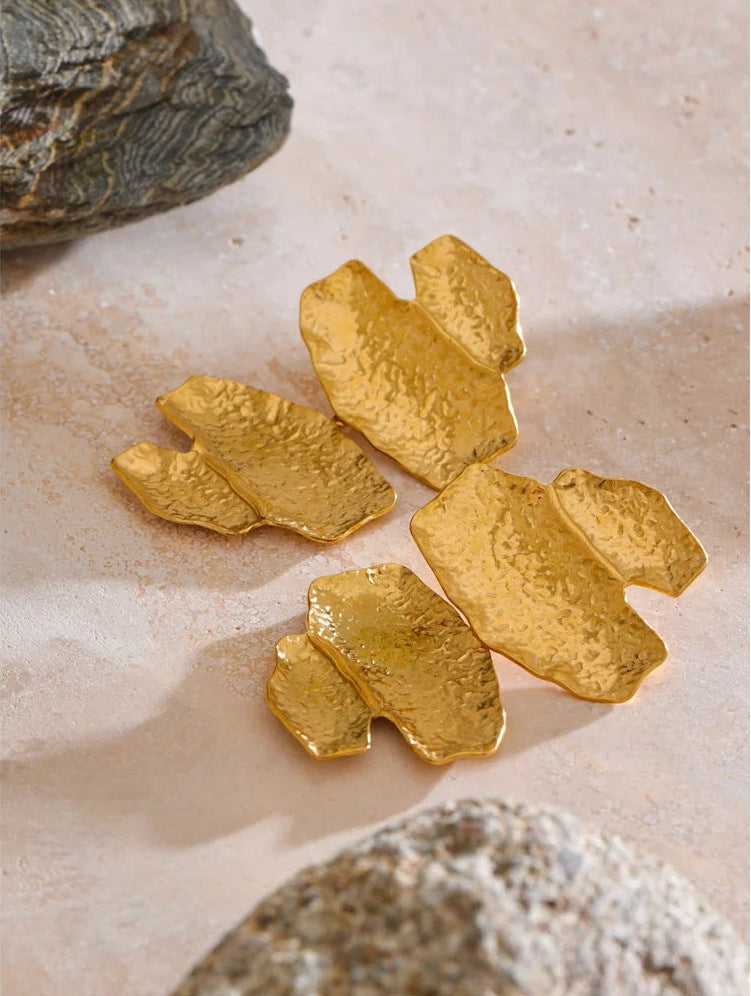Hammered statement drop earrings, styled shot – Charmhabit