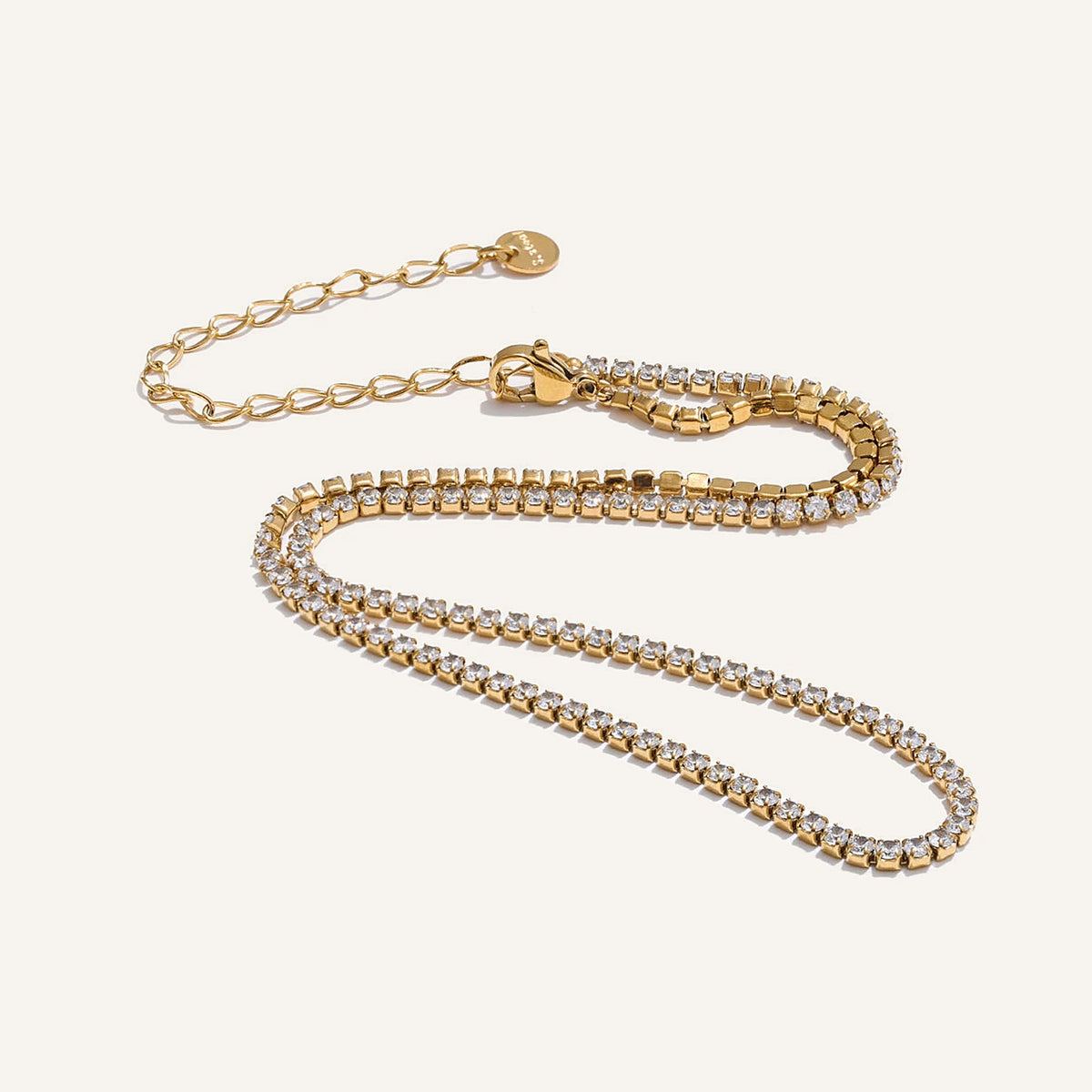 Collier à maillons de zircons brillants, doré – Charmhabit