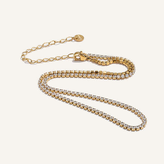 Gold Tone Necklace with Shimmering Cubic Zirconia Links – Charmhabit