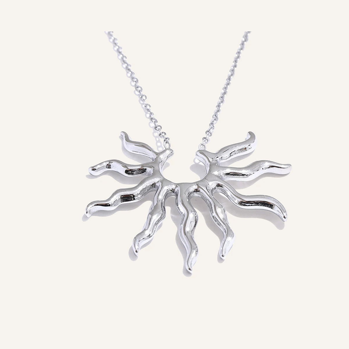 Sunburst Pendant Necklace, silver tone – Charmhabit