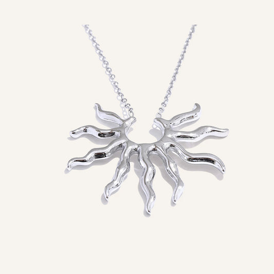 Sunburst Pendant Necklace, silver tone – Charmhabit
