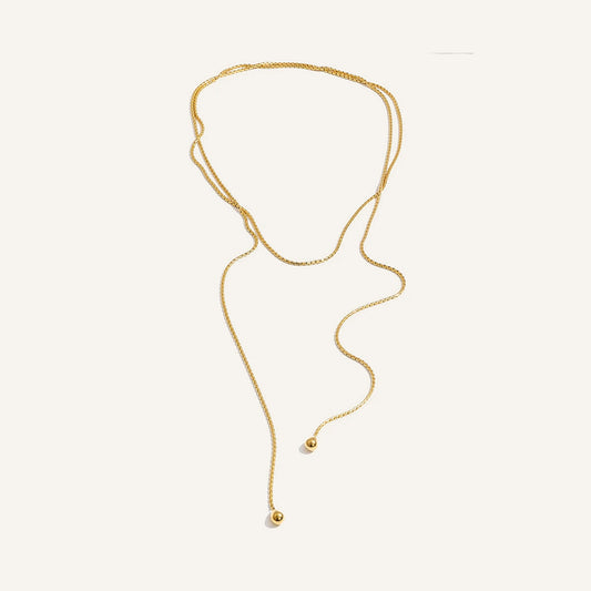 Collier long de 130 cm, doré – Charmhabit