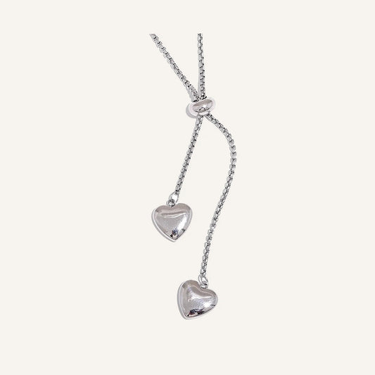 Adjustable necklace with hearts, silver tone – Charmhabit
