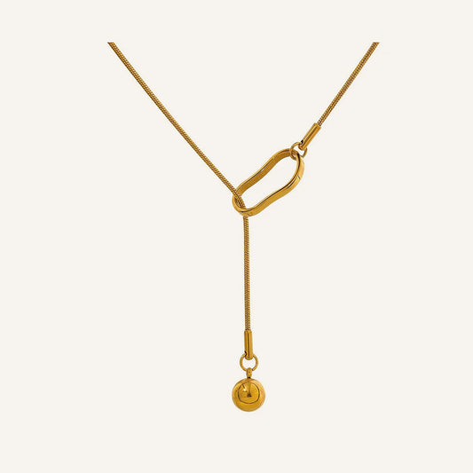 Lariat-Kette mit goldfarbenem Anhänger, goldfarben – Charmhabit
