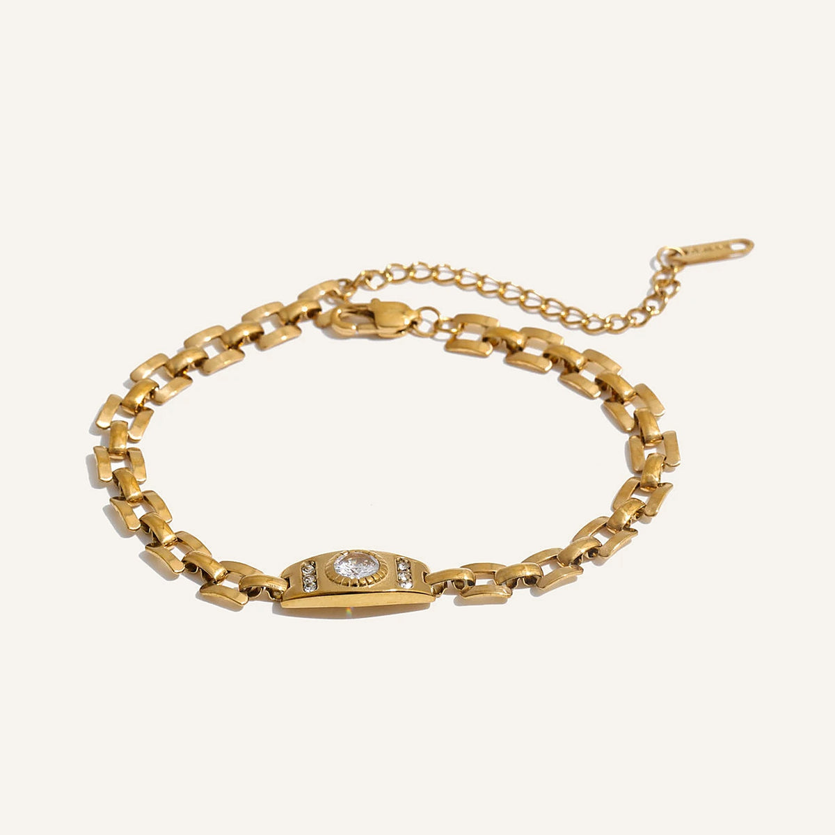 Bracelet à maillons avec zircon, trois coloris, doré – Charmhabit