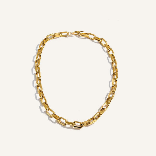 Stoere schakelketting van staal kleur goud – Charmhabit