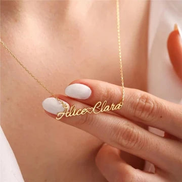 Naamketting met twee namen en hartje